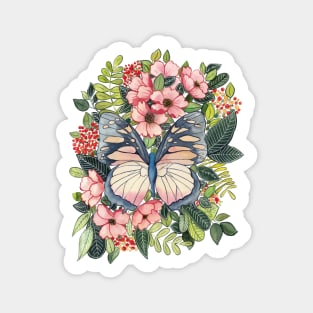 Butterfly in Flowers 3 Sticker